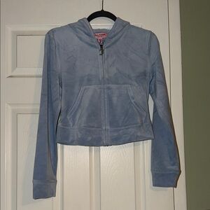 Juicy Couture Powder Blue Velour Zip-Up Hoodie